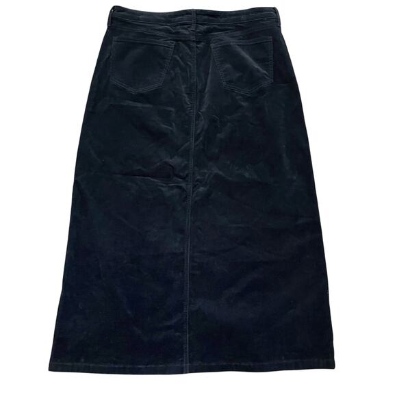 NYDJ High Waisted Corduroy Maxi Skirt Size 12 Black Straight Fit Front Slit - Picture 5 of 12